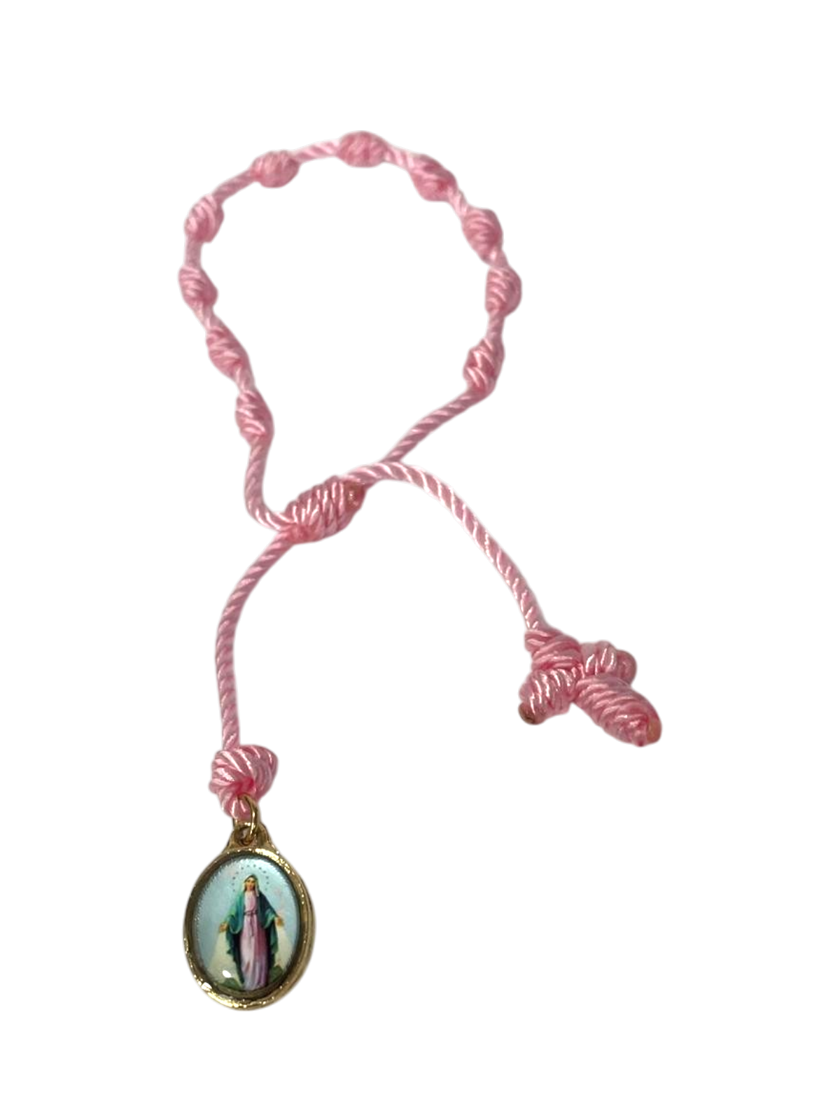 Pulsera de rosario Virgen Milagrosa rosa