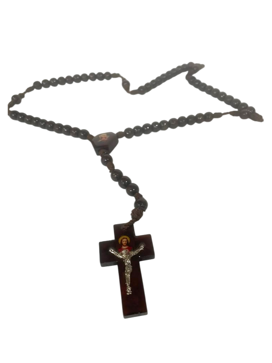 Rosario del Sagrado corazón de Jesús en madera