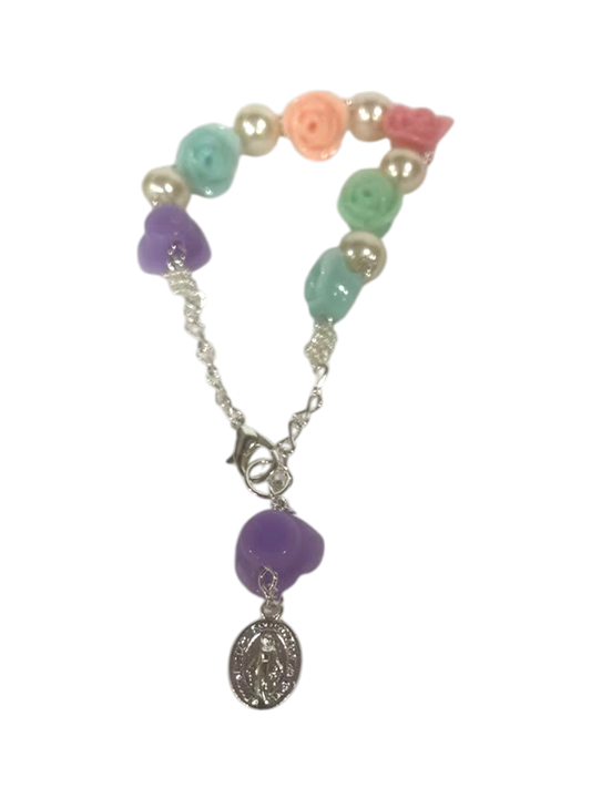 Pulsera cuentas en forma de rosas