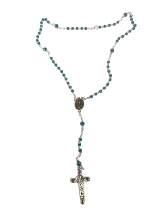 Rosario de la Virgen de Guadalupe azul- chico