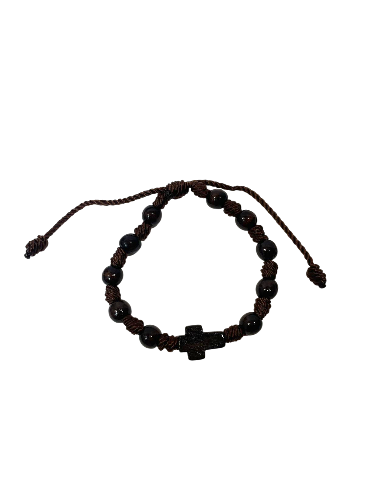 Pulsera de madera con cruz