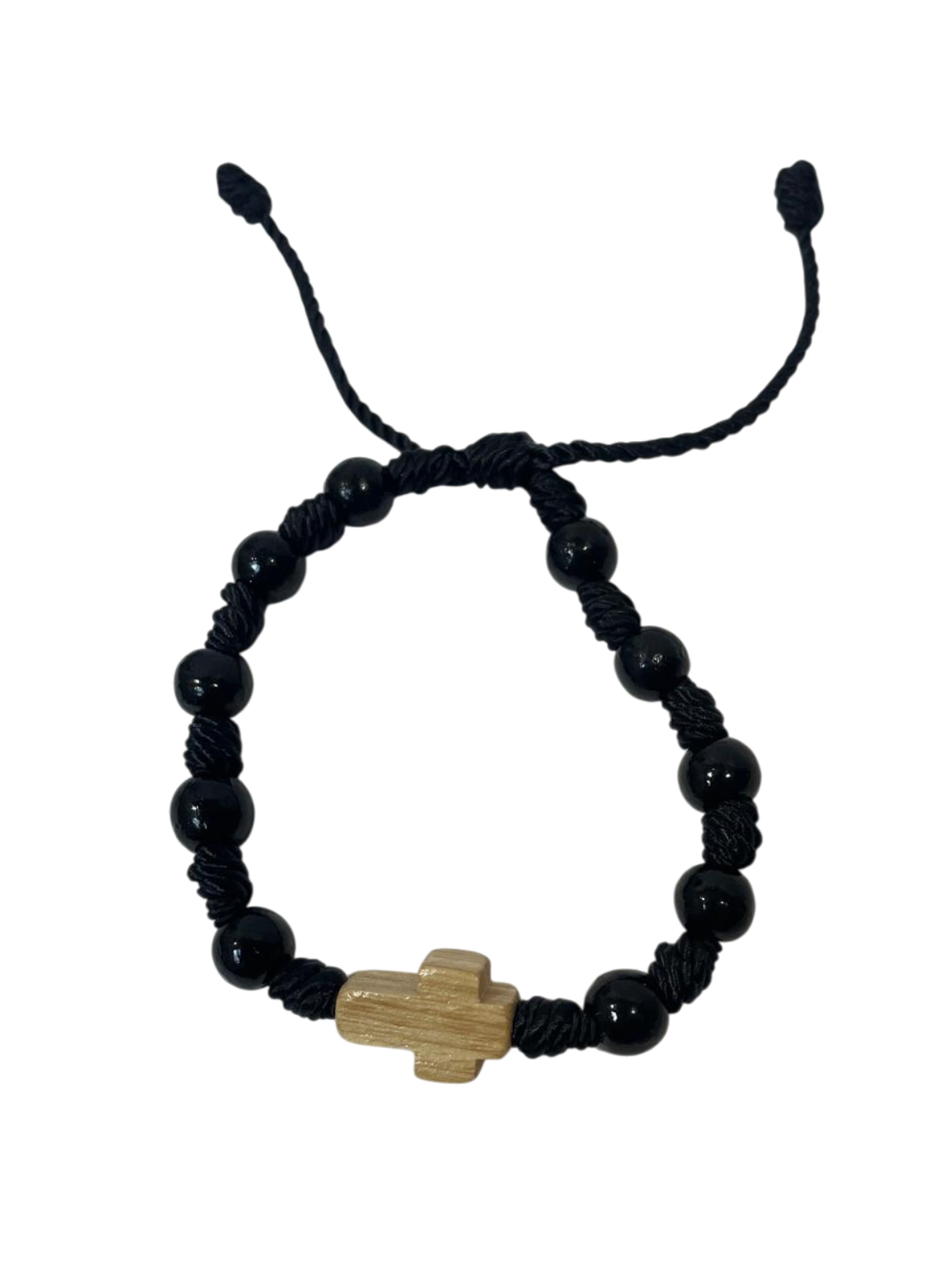 Pulsera de madera con cruz