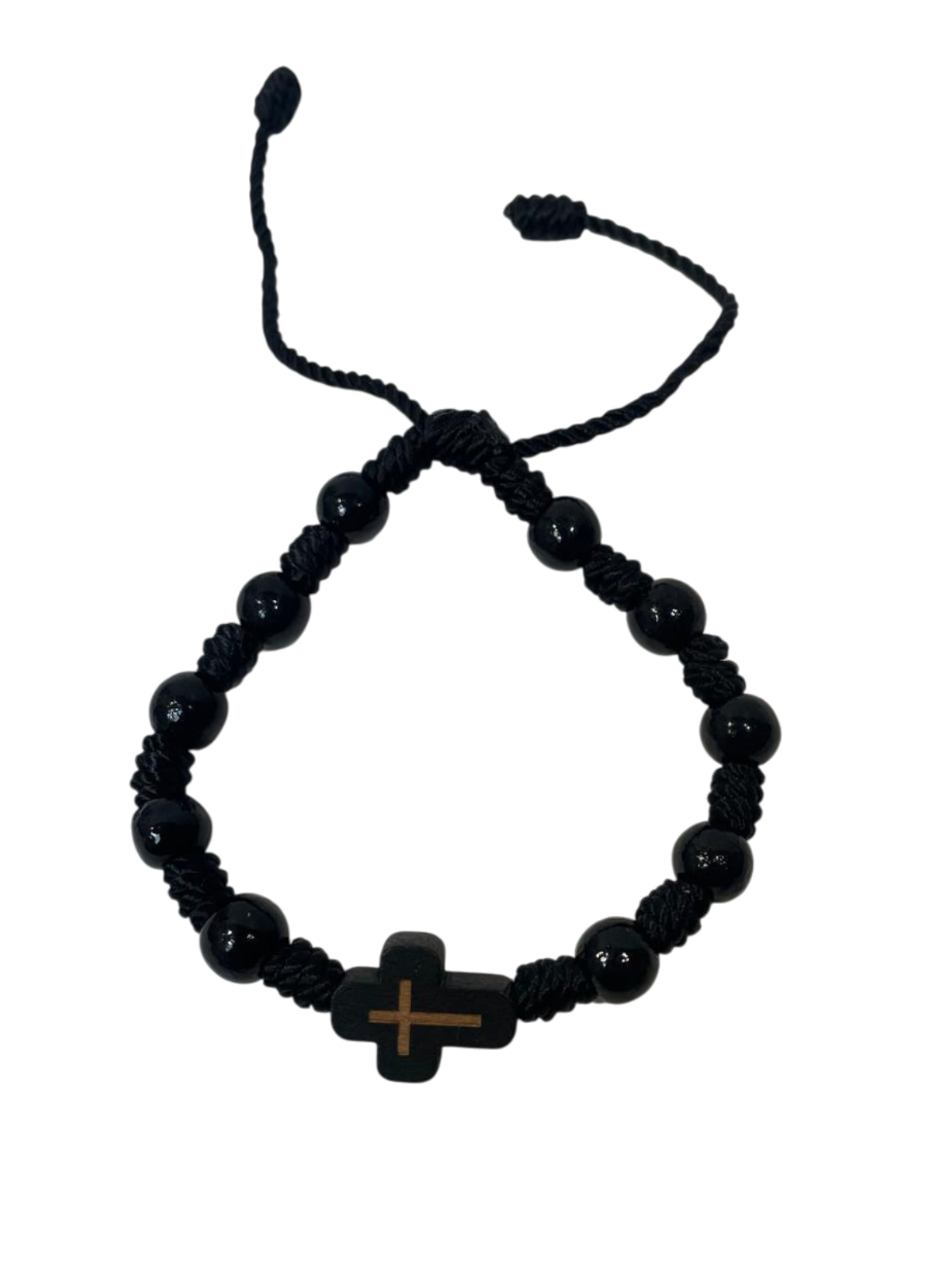 Pulsera de madera con cruz