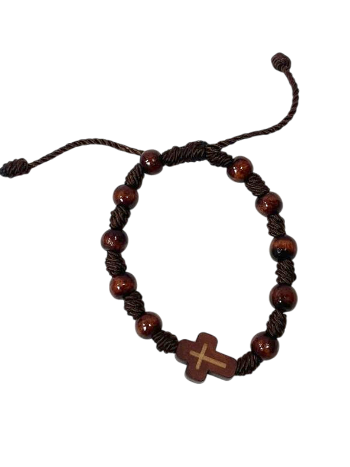 Pulsera de madera con cruz