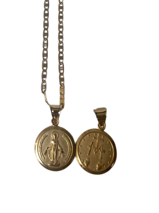 Dije de la Virgen Milagrosa en chapa de oro
