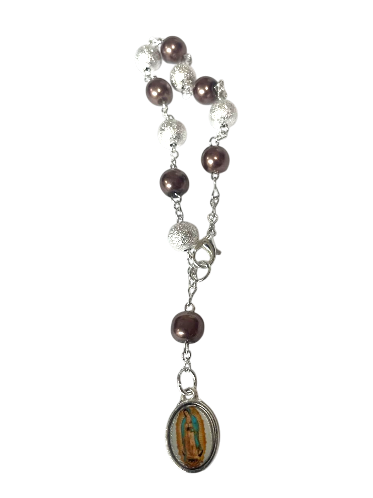 Pulsera virgen de Guadalupe color café