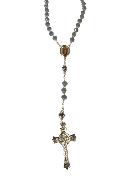 Rosario Virgen de Guadalupe plateado