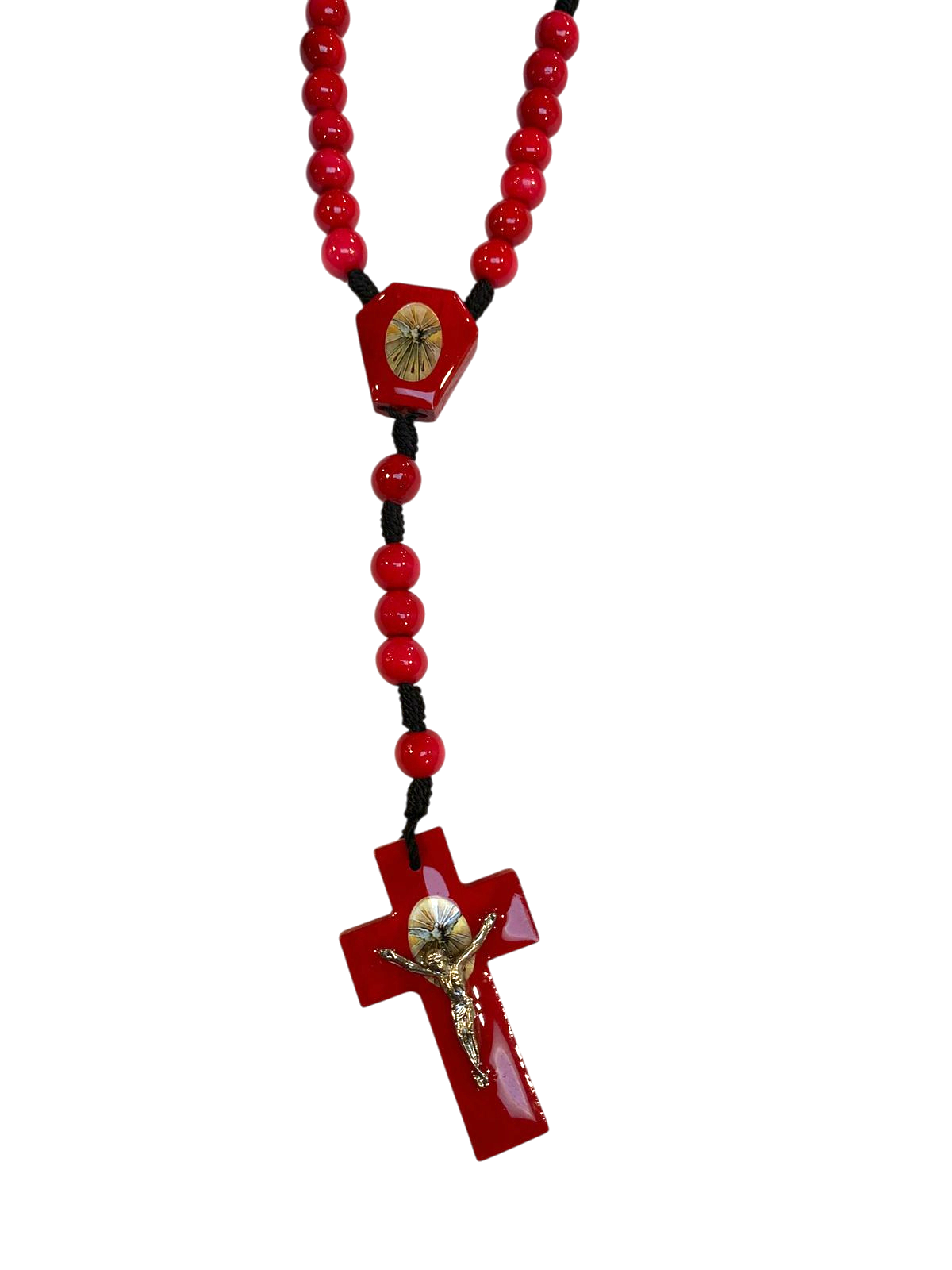 Rosario Espíritu Santo rojo con blanco