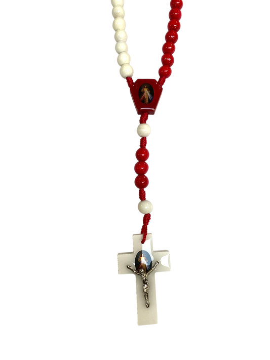 Rosario Señor de la Misericordia rojo con blanco