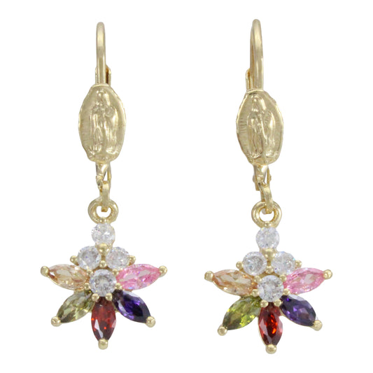 Aretes con flor de colores