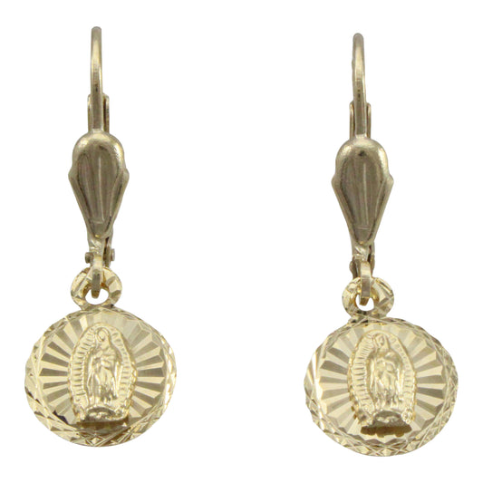 Aretes Virgen de Guadalupe en chapa de oro 14K