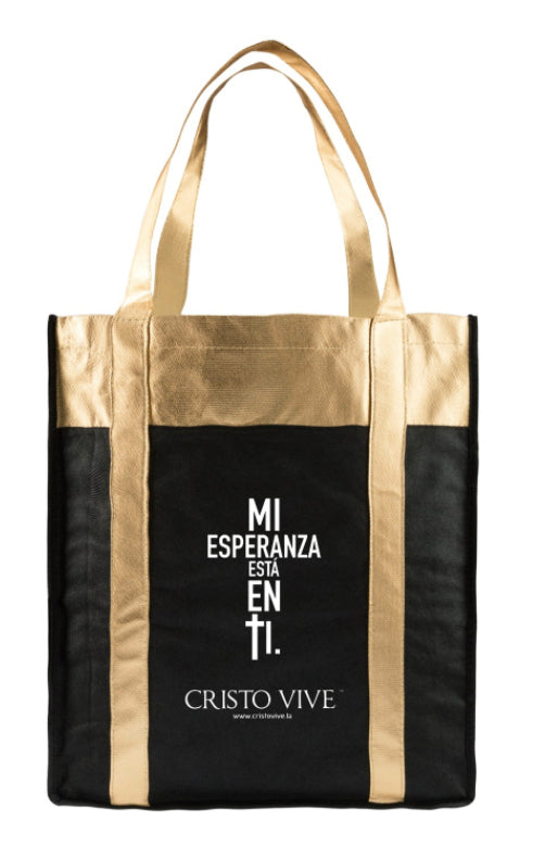 Bolsa negra con dorado Cristo Vive- Mi esperanza está en Ti CV/20