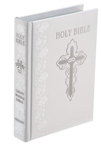 In Santa Maria del Monte, catholic bookstore, our goal is to evangelize and our products help us to do so,this is why we present you this Holy Bible,the perfect gift for a Bride and Groom to make their wedding day a blessed occasion.When the included wedding readings are proclaimed directly from their own family Bible, it adds special significance to both the ceremony and the BIBLE.Enjoy and help us to carry the message of Christ! Be part of Our Missión!   ¡Our products speak for themselves!