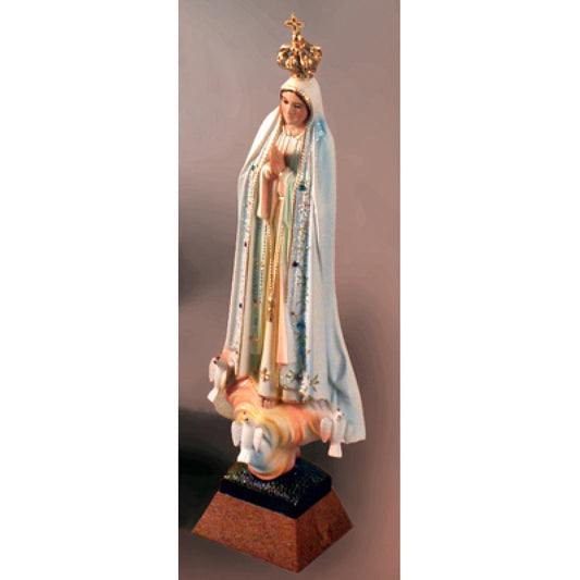 Cerámica: Virgen de Fátima con base