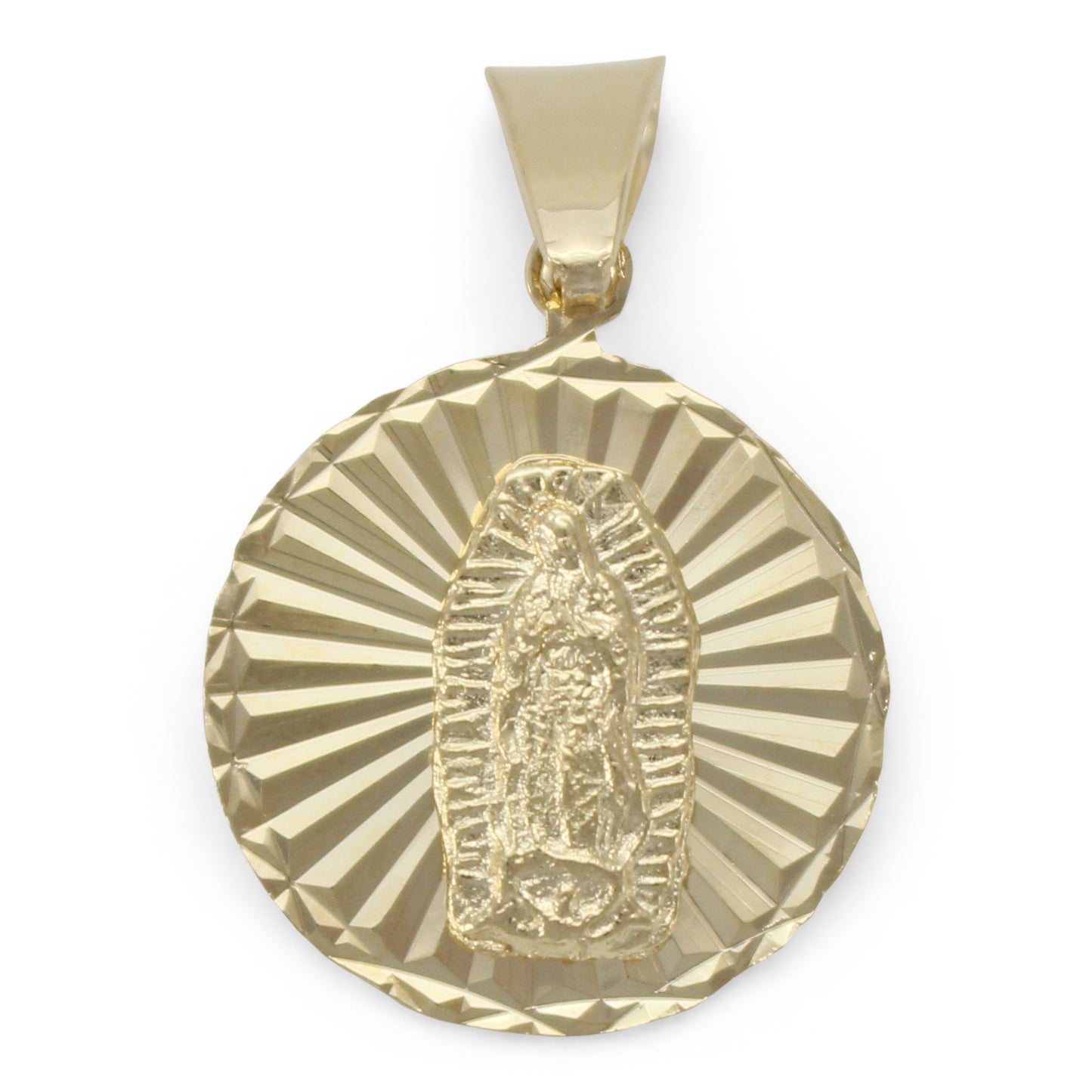 Medalla Virgen de Guadalupe circular en chapa de oro 14K