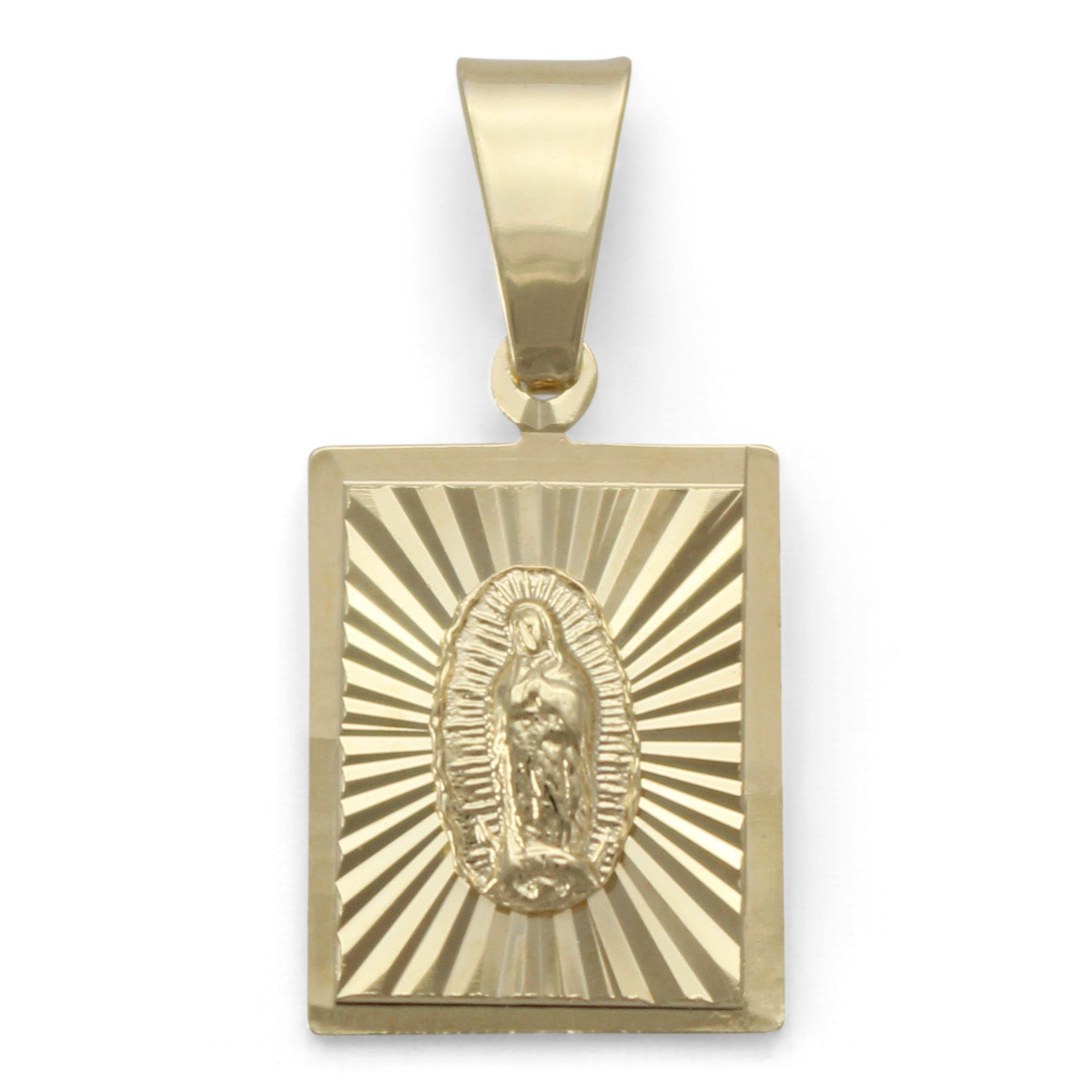 Medalla Virgen de Guadalupe rectangular en chapa de oro 14K