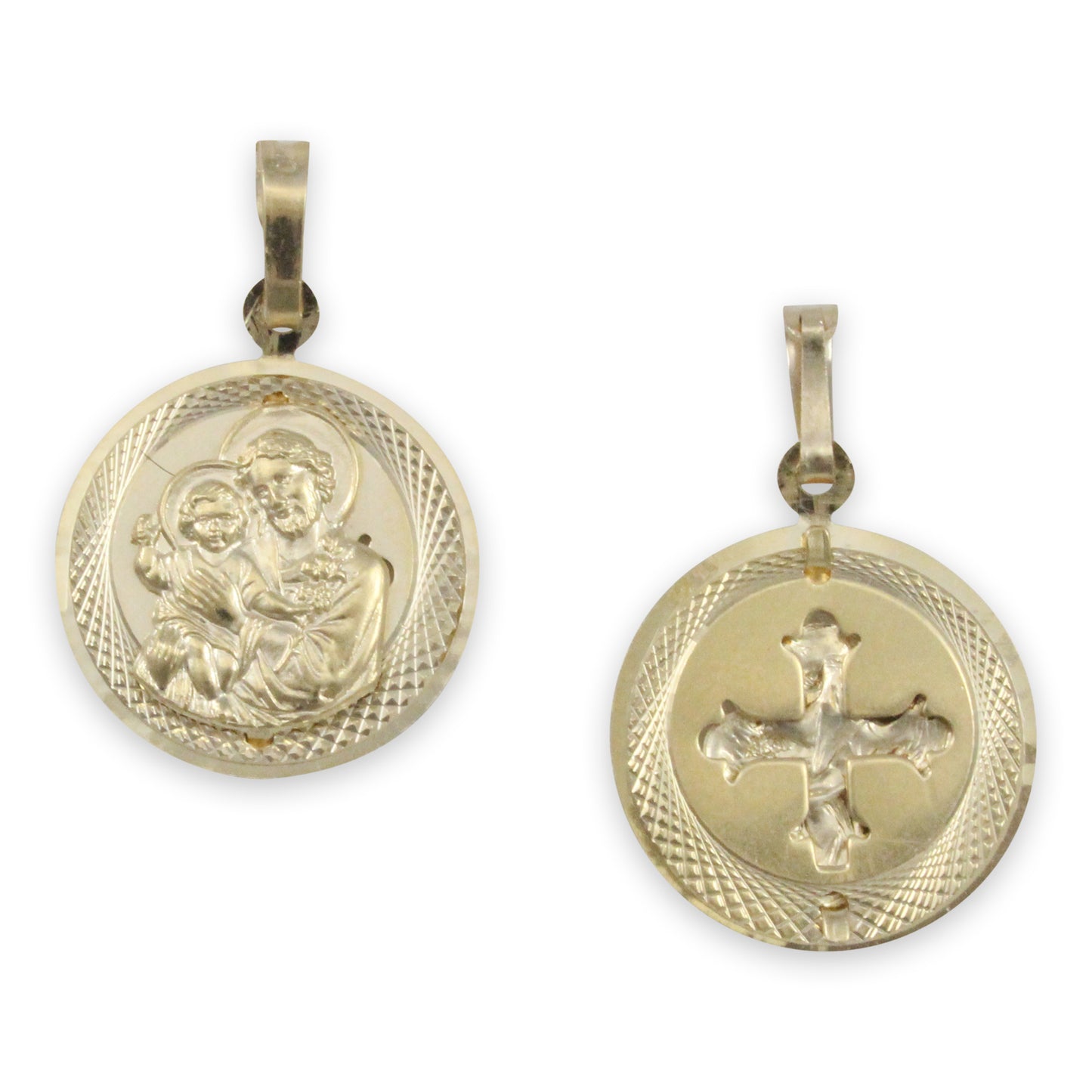 Medalla de San José  en chapa de oro 14K con cadena