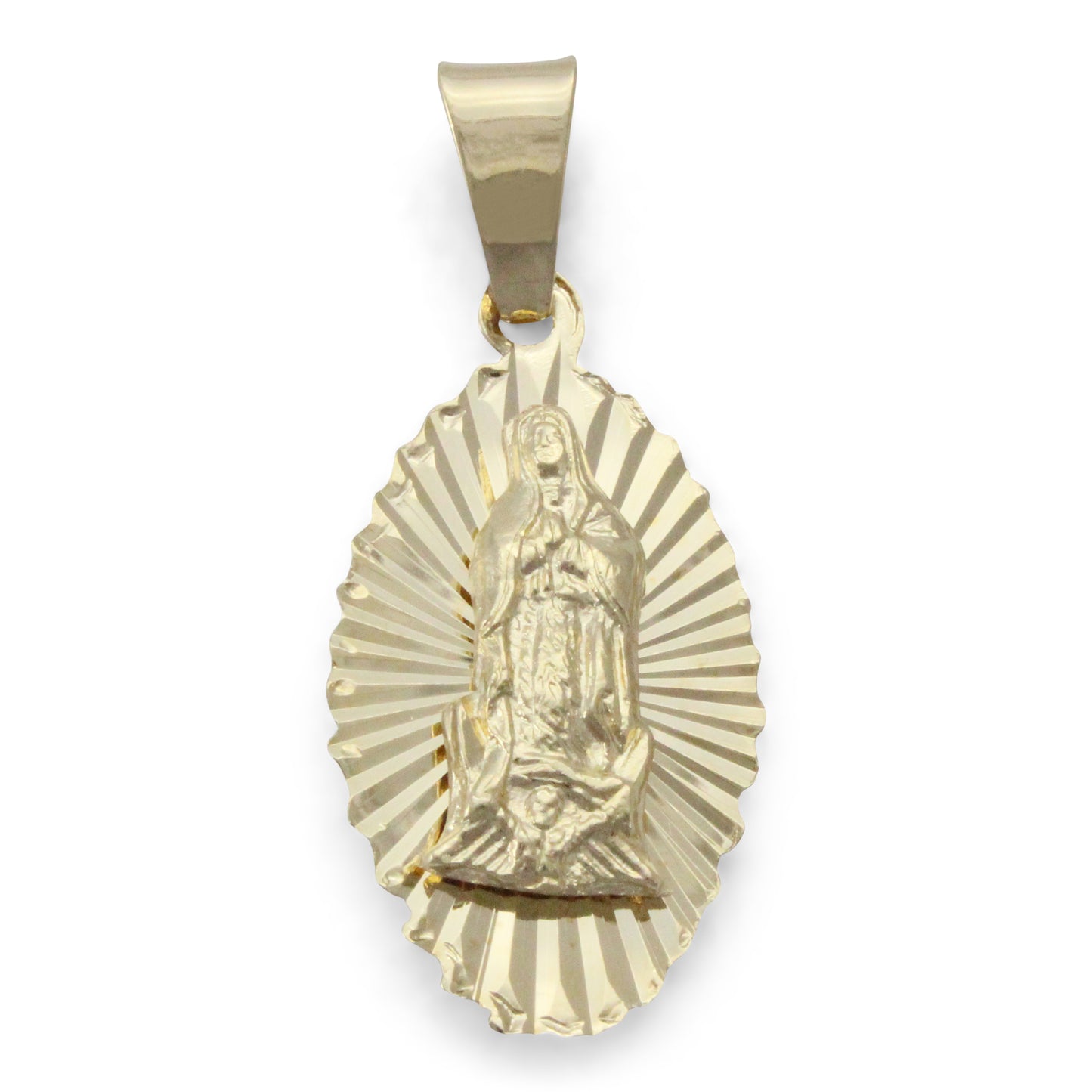 Medalla Virgen de Guadalupe ovalada en chapa de oro 14K