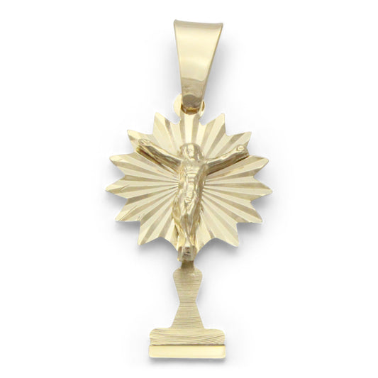 Medalla de Cristo en chapa de oro 14K con cadena