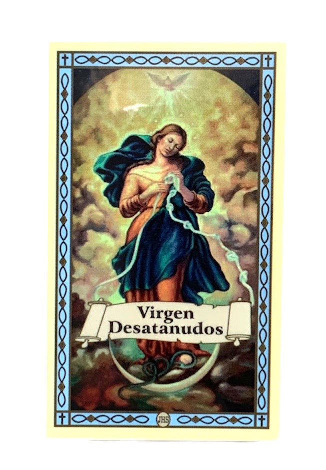 En Santa Maria del Monte nuestra meta es evangelizar y nuestros productos nos ayudan a hacerlo, por eso te presentamos esta estampita de la Virgen Desatanudos que encontraras en nuestra sección  de oraciones, novenas y devociones. Disfrútala y ayúdanos a  llevar el mensaje de Cristo.   Nuestros productos hablan por sí solos