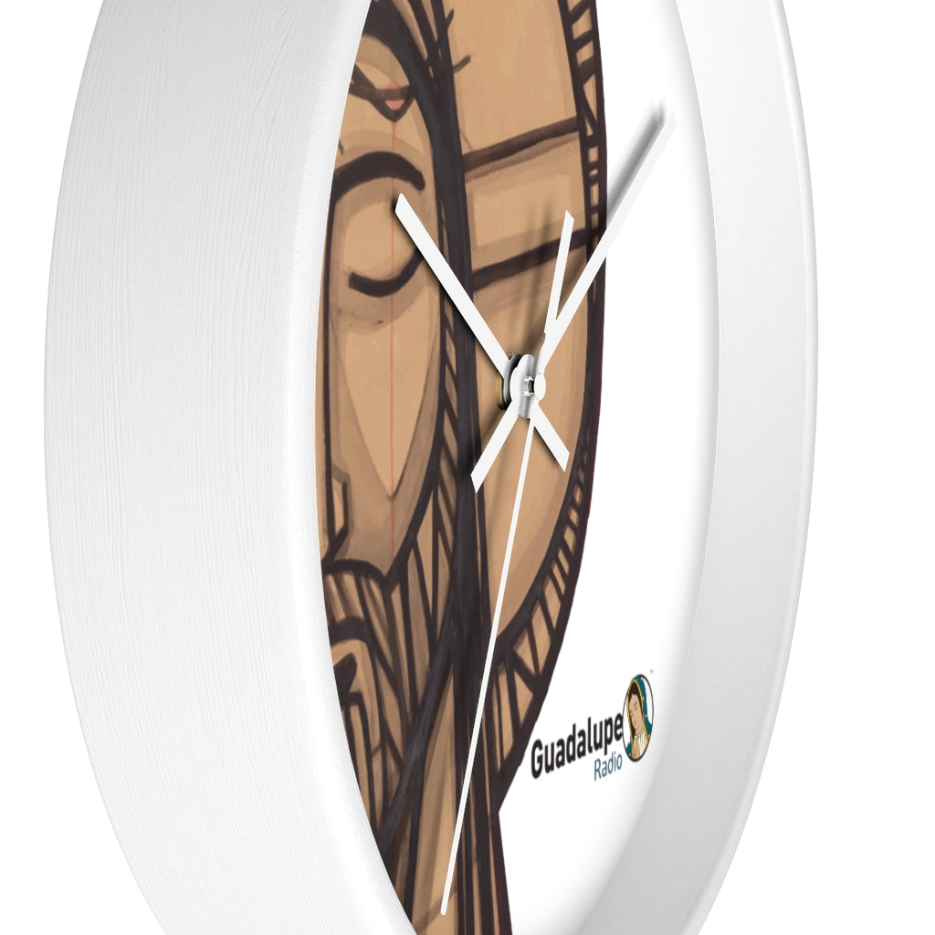 Reloj para pared de madera con imagen de Cristo