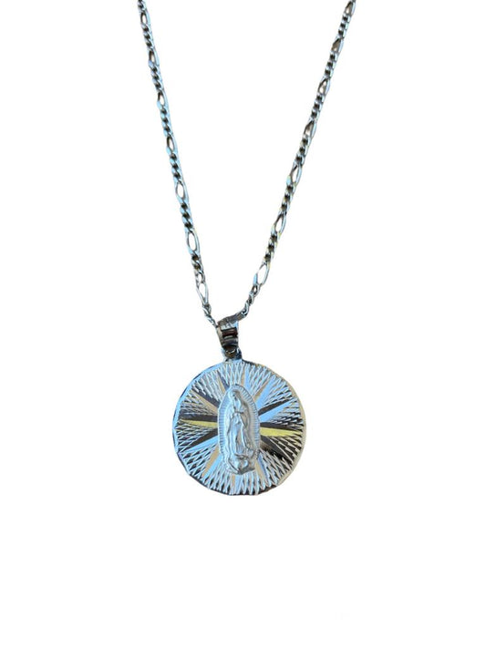Medalla de la Virgen de Guadalupe en plata con cadena (MV)