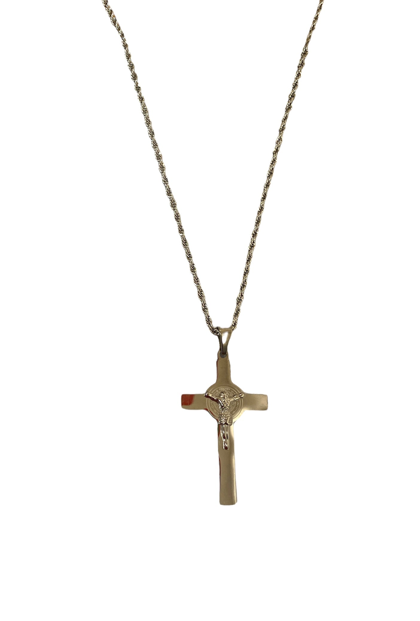 En Santa María del Monte, tienda católica,nuestra meta es evangelizar y nuestros productos nos ayudan a hacerlo, por eso te ofrecemos siempre lo mejor,como este "Crucifijo de acero inoxidable con la medalla de San Benito" símbolo de amor puro, de sacrificio y de entrega y la medalla de San Benito es una medalla sacramental cristiana a esta se le atribuye el poder de alejar las tentaciones y espíritus del mal.Adquiérelo y ayúdanos a llevar el mensaje de Cristo.¡Se parte de nuestra Misión!