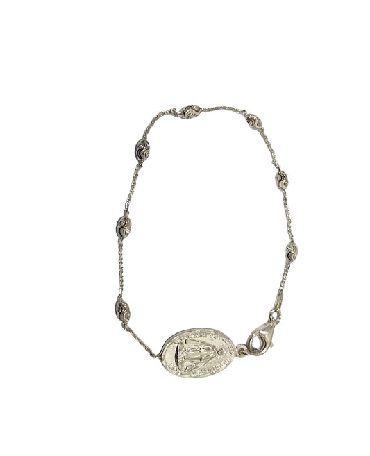 Brazalete de plata con Medalla Virgen Milagrosa