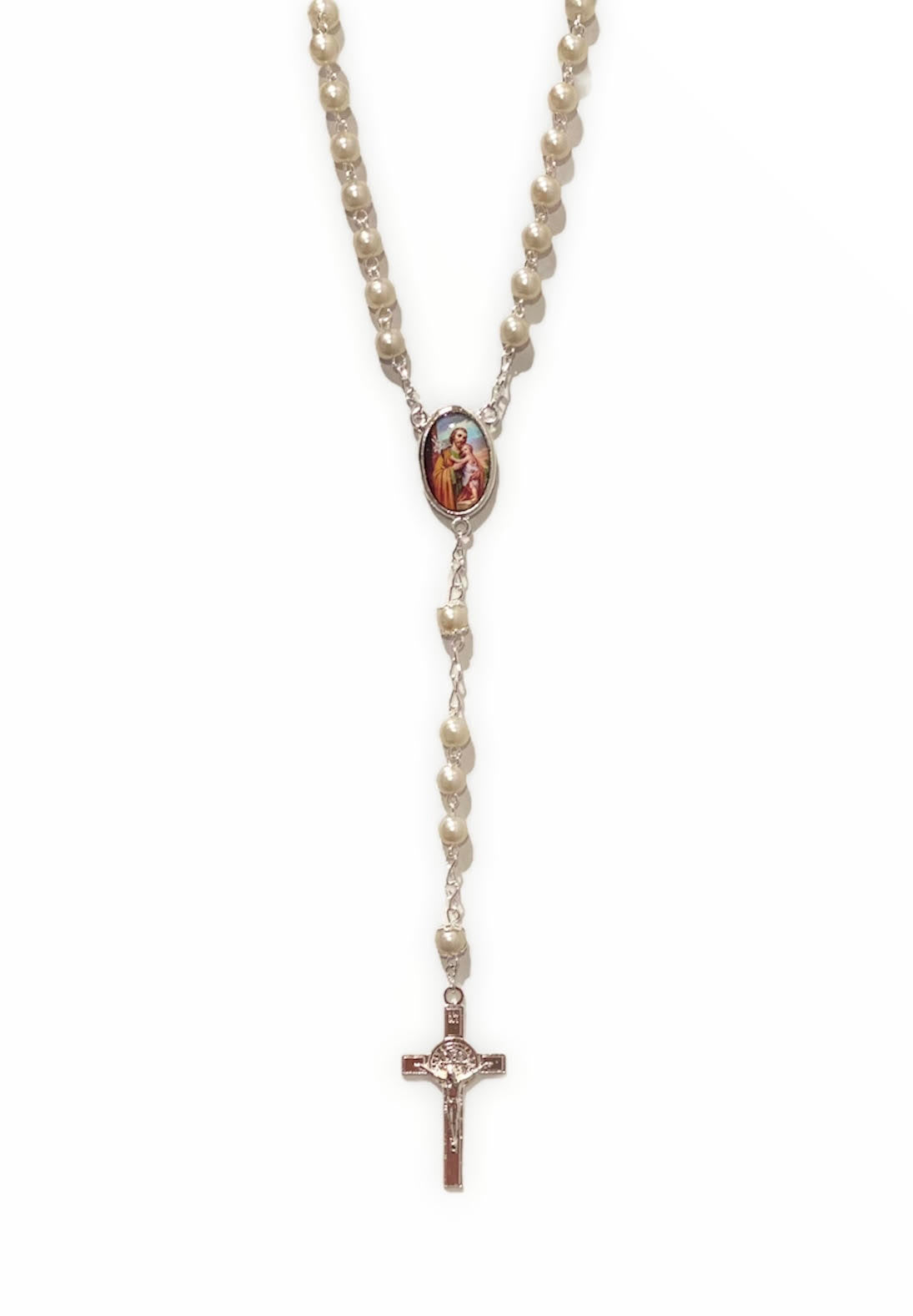 Rosario de perla con medalla de San José