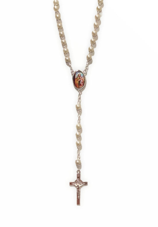 Rosario de perla con medalla de San José