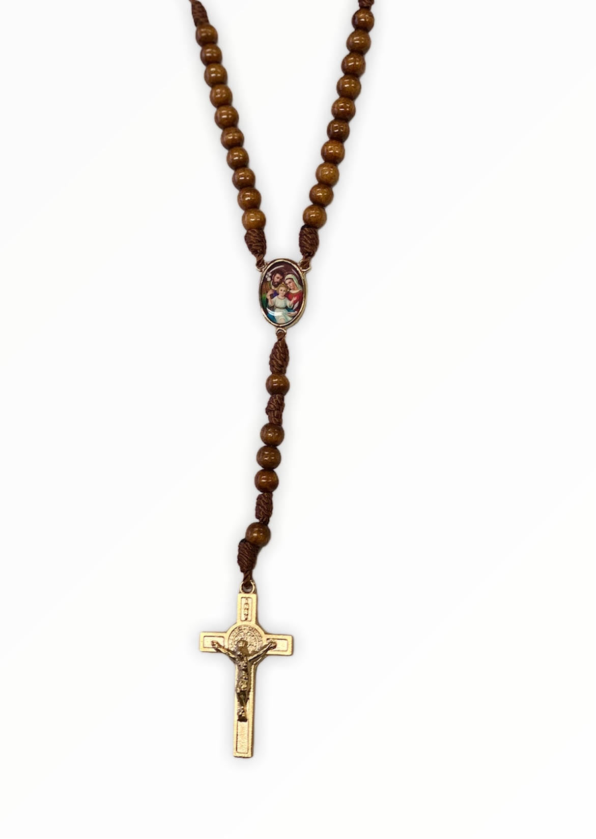 Rosario de madera con medalla San José